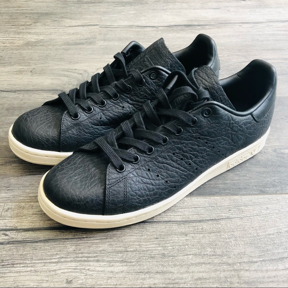 NWOT Adidas Stan Smith w Black Tumbled Leather 8.5